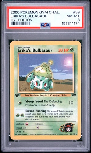Erika's Bulbasaur (1st Edition) graded PSA 8 for sale on eBay