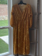 Madewell Womens Long Puff Ruffled Sleeve Maxi Dress Orange Yellow Size 0