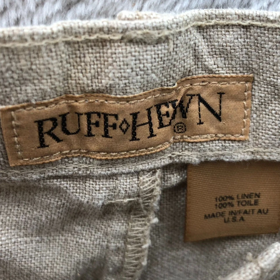 Ruff Hewn Mens Shorts Size 36W Beige 100% Linen Pleated Cuffed Casual - Image 2 of 4