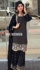 Indian Style Faux Georgette Top And Palazzo With Fancy Dupatta For Women  Girls