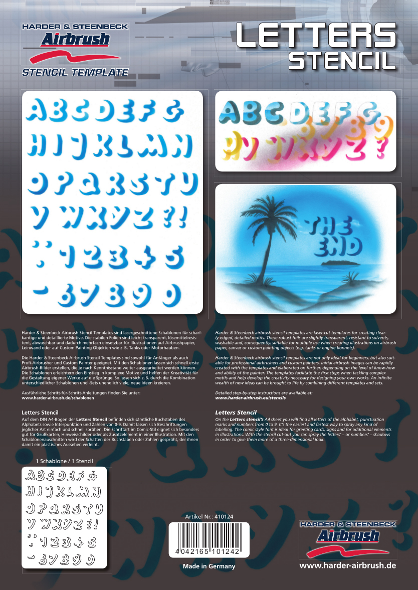 HARDER & STEENBECK AIRBRUSH STENCILS - LETTERS