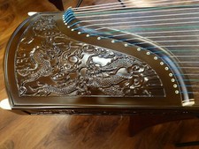 Concert Grade Nanmu Guzheng with Dragon Carving, Chinese Zither Instrument, Koto