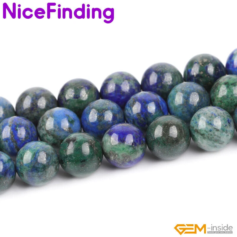 Круглые малахитовые бусины из лазурита россыпью для изготовления ювелирных изделий 15 дюймов - Изображение 3 из 4