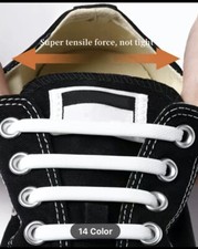 No Tie Shoelaces for Teens  Adults OS Stretch Silicone Elastic White Shoe Laces