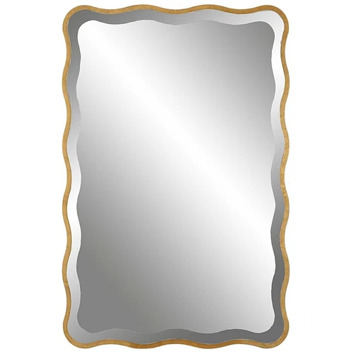 Aneta Scalloped Wall Mirror Aged Gold Finish Beveled 36"H ~ Uttermost 09827 - Picture 1 of 7