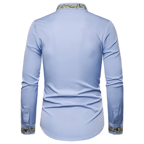 Camicia uomo formale nonno manica lunga business stand colletto camicie formali top - Foto 7 di 29