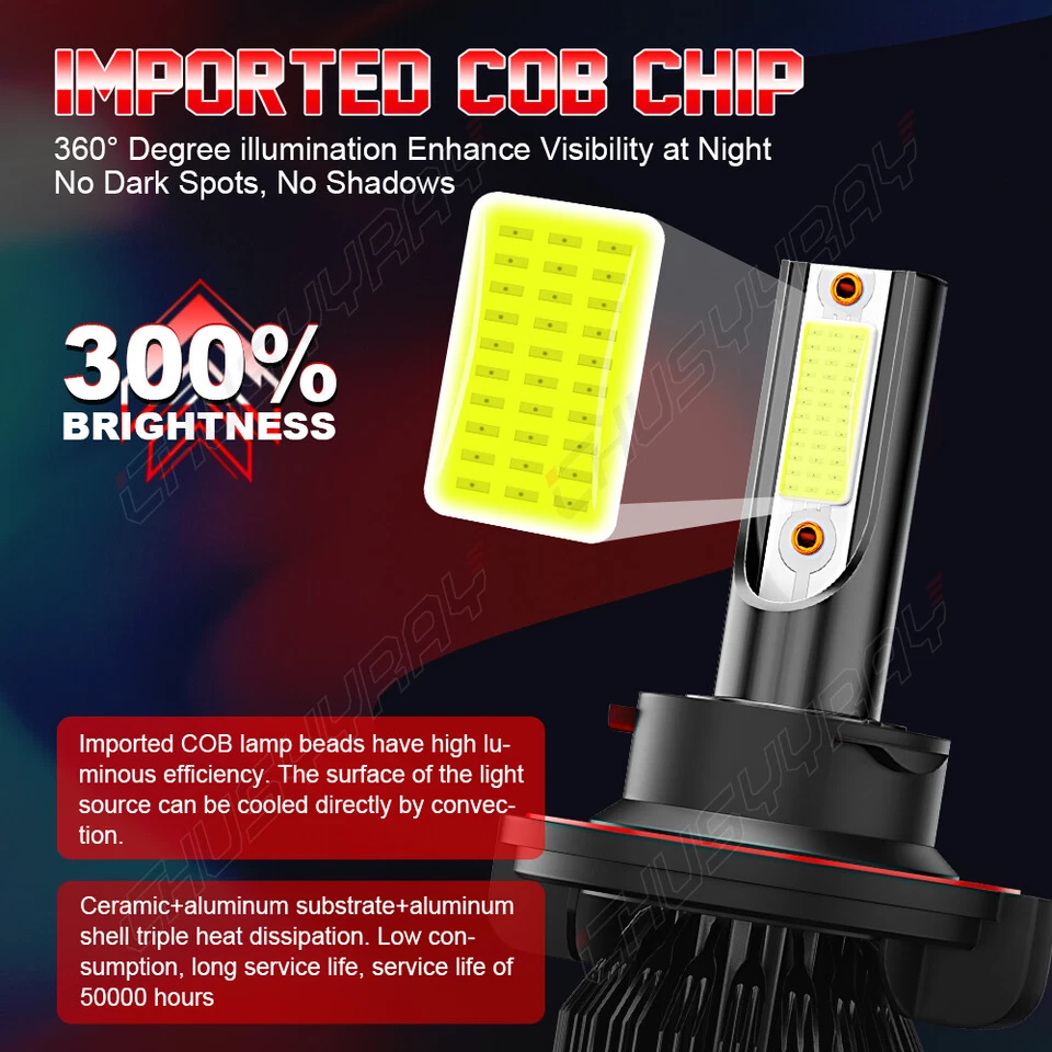 For Suzuki XL-7 2007 2008 2009 H13 9008 LED Headlight High&Low Beam Bulbs Kit — 第 2/4 张图片