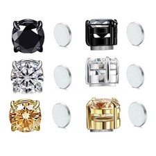 2 Pcs Magnetic Stud Earrings 6/8 MM Non-Piercing Clip On Women Men