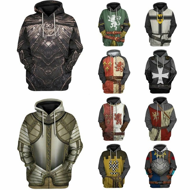 3D Print Knights Armor Templar Hoodies Unisex Casual Pullover Sweatshirts Top | eBay