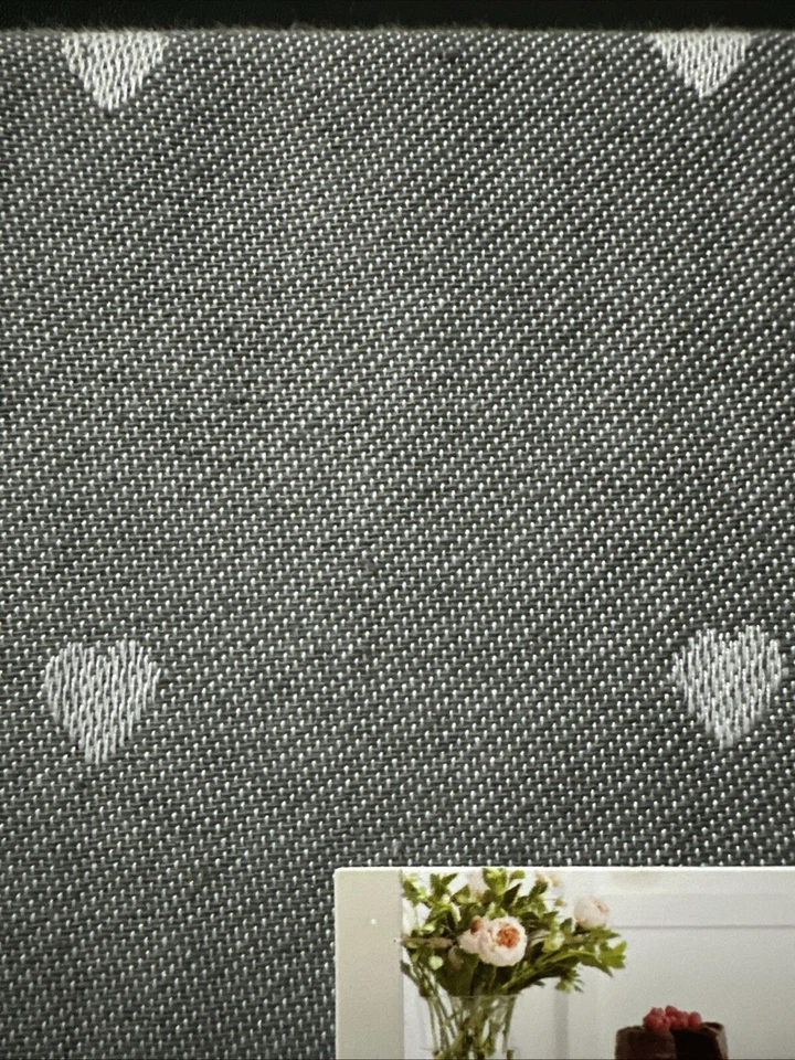 Martha Stewart Fabric Tablecloth Gray White Hearts 60x84 Oblong NEW - Image 3 of 4