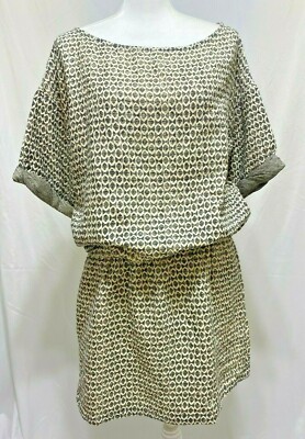 Zara Basic Collection Sweatshirt Dress Geometric Print Short Sleeve Pockets M 