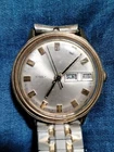 Timex 1973 Mercury Watch 16860-2773 Hand-Wind Gold Tone Day Date, Needs Repair