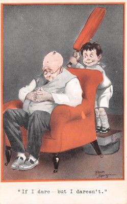 FRED SPURGIN COMIC POSTKARTE ALTER MANN GEBRAUCHT UNGELAUFEN GUT PLUS