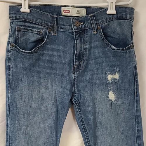 Levi's 511 Slim Fit Youth Boys Size 18 Reg Distressed Denim Jeans 30x30 - Picture 3 of 12