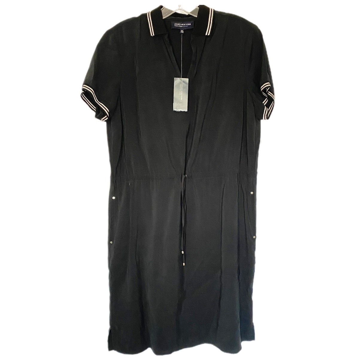 jones new york shirt dress Jones of New York Shirt Dress Drawstring waist Collared Dress Size Medium  Petite