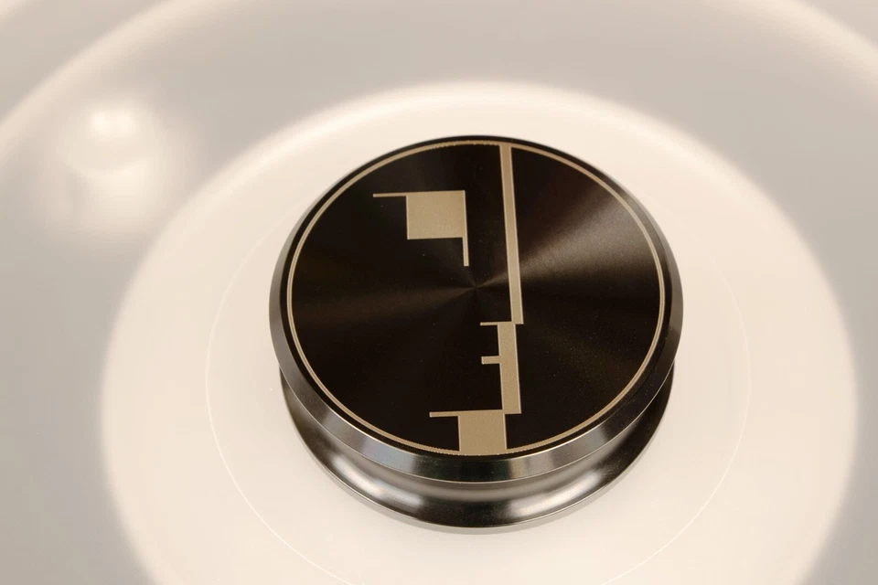 Vinyl record stabilizer weight. Bauhaus signet engraved turntable weight - Image 2 of 4