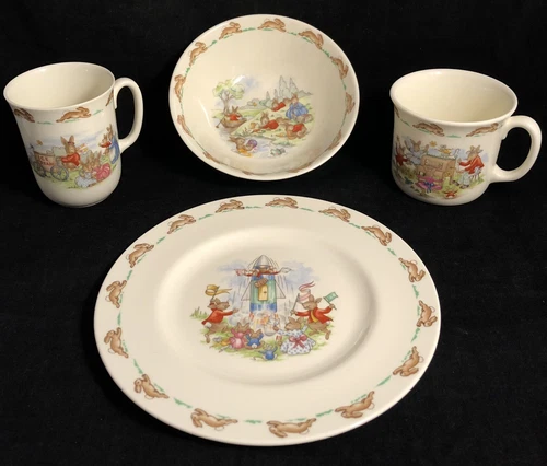 Lot of 4 VTG  Royal Doulton Bunnykins Child’s Set Ceramic Plate Bowl Cup Mug