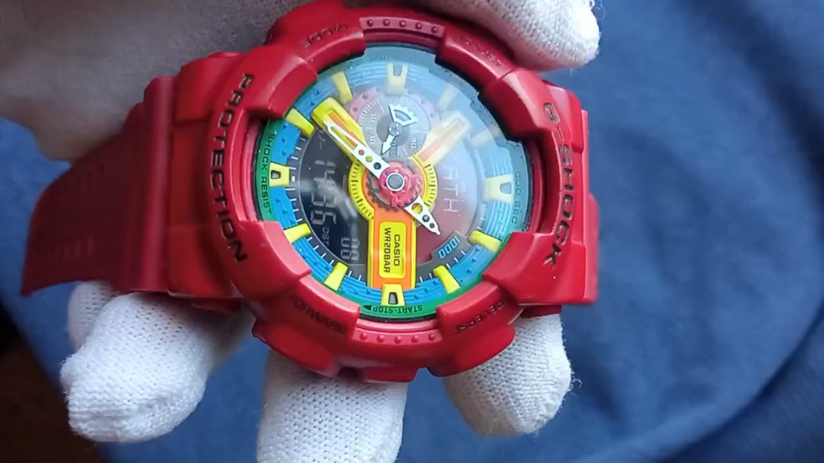 CASIO G-SHOCK GA-110FC Red Resin Digital Analog Watch New Battery 