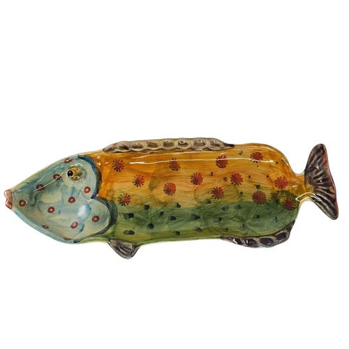 Italica ARS Ceramic Fish ServingPlatter Italy Unique & Colorful Tableware