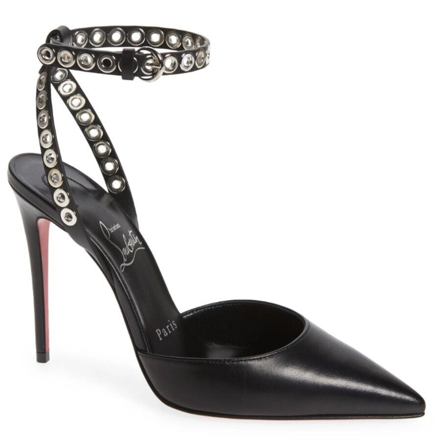Туфли-лодочки Christian Louboutin Pumpaclou 100 на высоком каблуке из черной кожи, Размер 40,5 / 10,5 долларов США