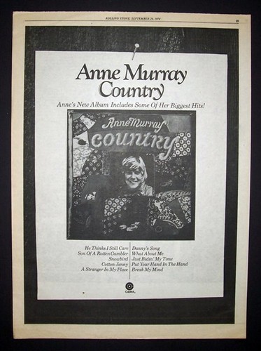 Anne Murray Country 1974 Poster Type Advert, Promo Ad