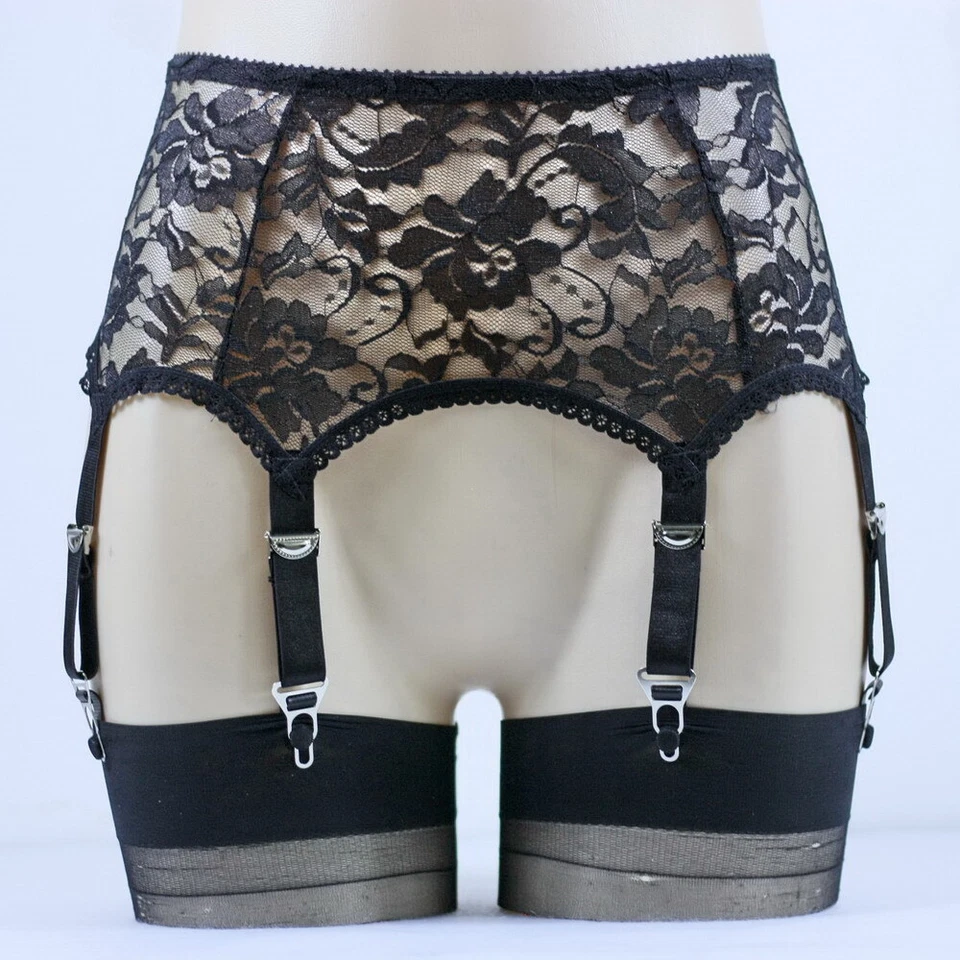 Luxallacki Liguero Floral de Encaje Hueco con 6 Correas Cierre de Metal Lencería Foto 2 de 4