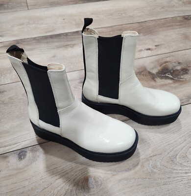 Women’s Vagabond Cosmo Chelsea Boots White Leather Lug Sole US EU 37 