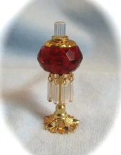 dollhouse doll house miniature ELECTRIC VICTORIAN TABLE LAMP RED 12 VOLT