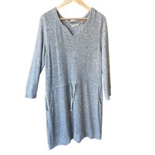 Soft Surroundings Sweater Dress Drawstring Waist Grey Preppy Business Sz Medium