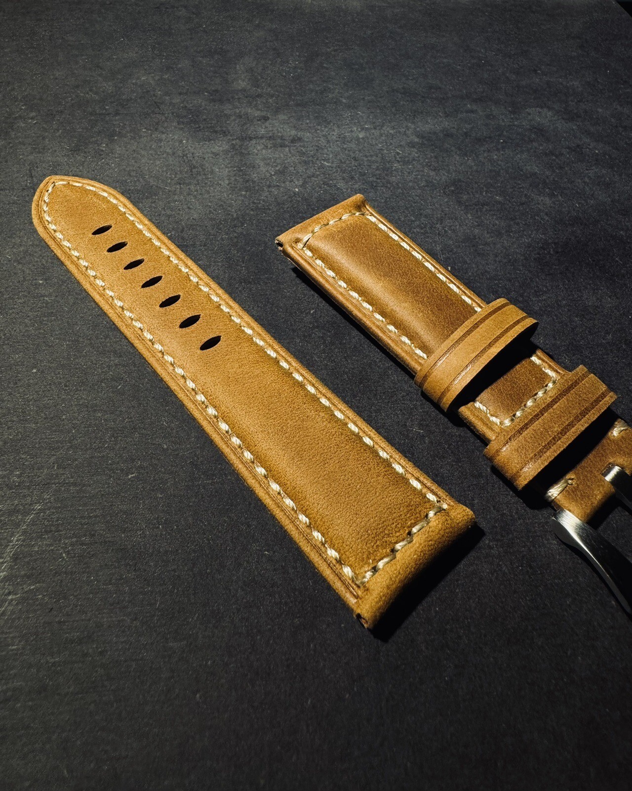 Uhrenarmband XL Firenze 24/24mm Braun RIOS Fuer OFFICINE PANERAI Weisse