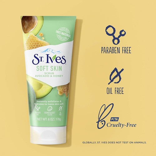 St. Ives Soft Skin Face Scrub,Avocado & Honey Dermatologist-Tested,100% natural - Picture 7 of 12