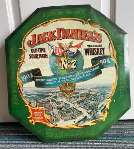Unique Vintage tin advertisement octagonal sign Jack Daniel's Old No. 7 RARE