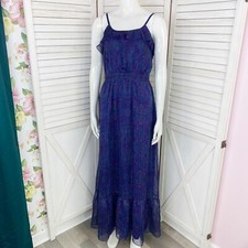 Express Paisley Tiered Ruffle Trim Maxi Dress Womens Small Purple Sleeveless