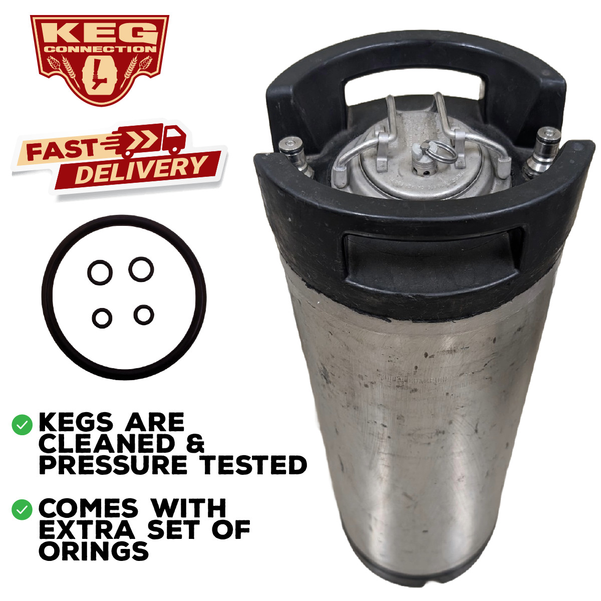 Reconditioned 5 Gallon Ball Lock Dual Handle Keg with Built In Pressure Relief