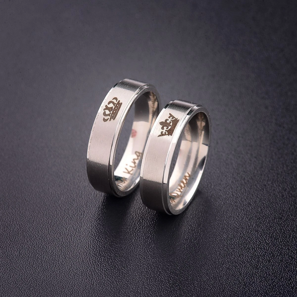 His Queen And Her King Titanium Steel Lover Engagement Rings Gift |