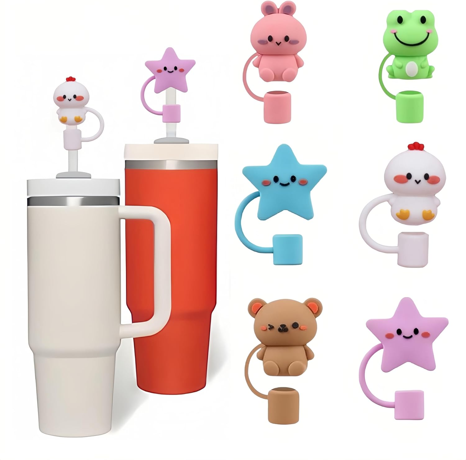 6Pcs Straw Cover Cap for Stanley Cup,Silicone Straw Topper Compatible with 30&40