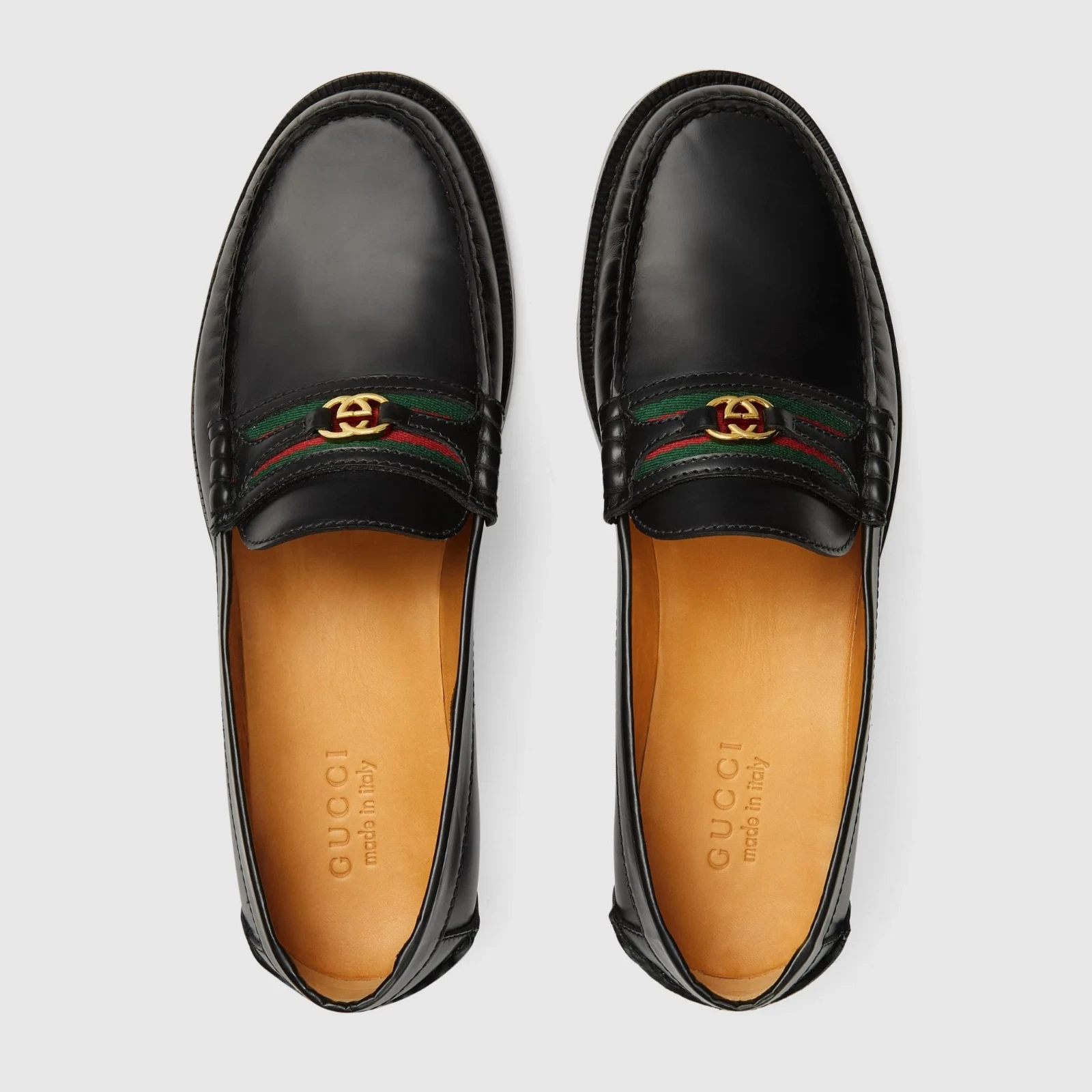 Mocassins Gucci en cuir noir chaussures GG rouge vert Web UK 13 US 13,5 27916 Go 644724