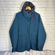 Vintage Woolrich Wool Jacket Coat Flannel Lined Women L Teal Green USA
