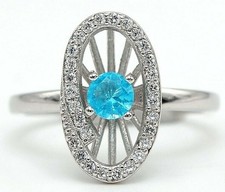 1CT Aquamarine  Topaz 925 Solid Sterling Silver Ring Sz 6 IB1-4