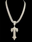 New 22" Stainless Steel & Cubic Zirconia Hip Hop Necklace and Pendant Heavy!  — photo 1