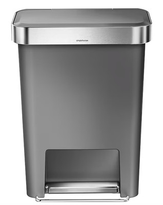 *NEW* simplehuman CW1386 12GAL Plastic Step Trash Can with Lid - Grey