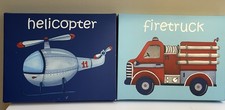 Boy/Girl Room Wall Hanging Decor Fire Truck And Helicopter