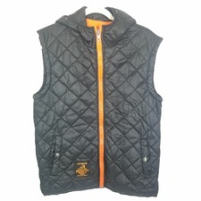 Diesel Quilted Jacket Kids 18-20 Black Puffer Vest Zip Up Jacket Hooded Vest