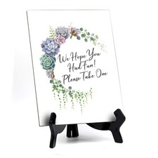 Letrero de mesa We Hope You Had Fun, diseño floral de media luna (6 x 8")