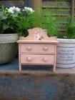 Very Small Antique Wood Doll's Dresser New Blush Pink Milk Paint Rose Transfer