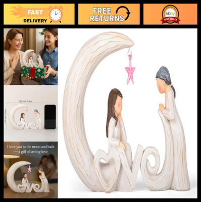 Sentimental Mother Daughter Figurine Gift - I Love You to The Moon & Back Statue