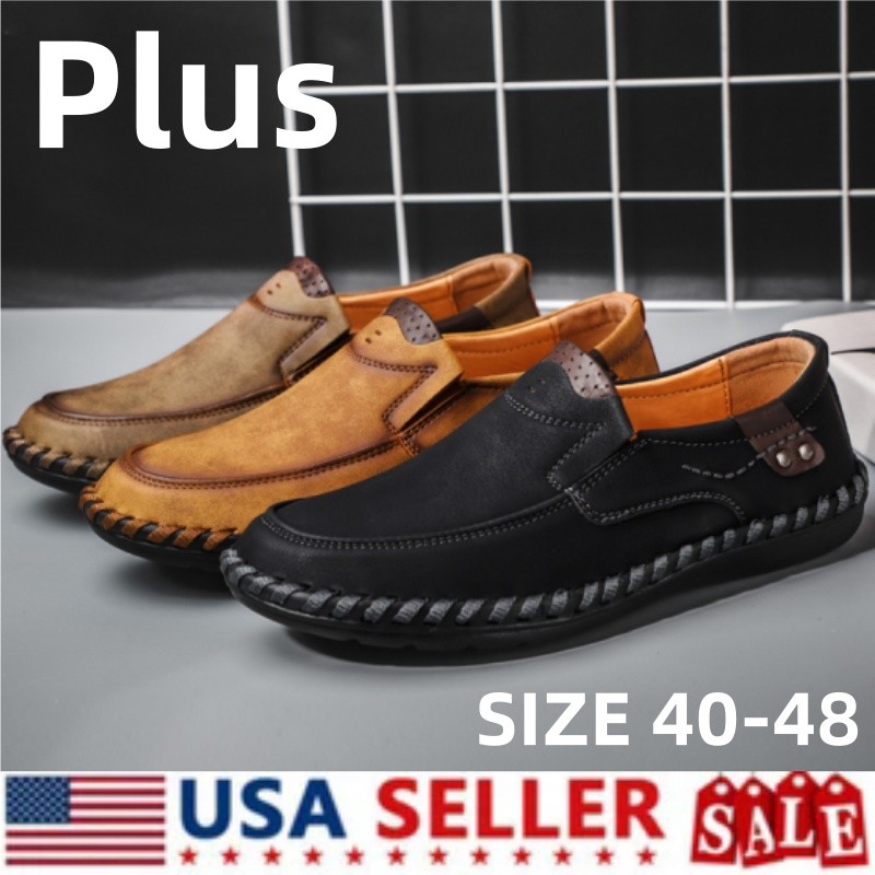 Men's Handmade Loafers Slip on Leather Shoes Soft Driving Work Business Causal