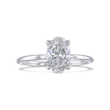 Solitaire Diamond Engagement Ring D VVS2 Oval 1 Carat Lab Grown IGI Certified