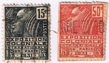 Stamp France International Colonial Exhibition Paris 1931 15c & 50c Used