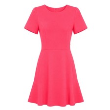 Topshop Women's Sz 2 Bright Pink Fit & Flare Dress Short Sleeve A-Line Dress